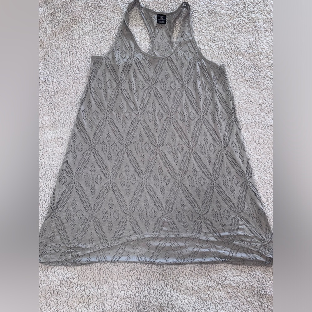 Gray Racerback Sleeveless Swim Coverup